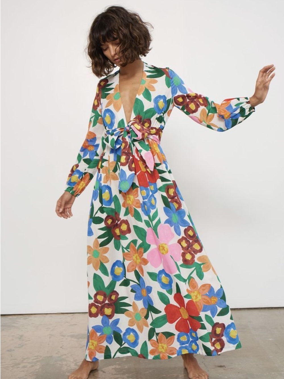 Mara Hoffman White Maxi Dress with Multicolor Floral Print